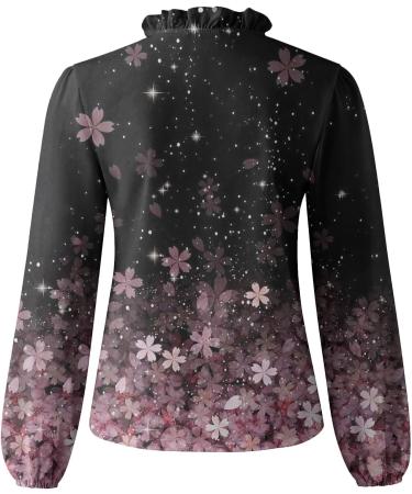 AMhomely Ruffle Blouse for Women V Neck Long Sleeve Blouse Top Shirt Blouse Boho Floral Printed Shirts Ladies Elegant Shirt Office Work Blouses UK Size S M L XL XXL XXXL XXXXL XXXXXL 018 - Long Sleeve Tee Shirts - Pink S - Buy Online on GoSupps.com