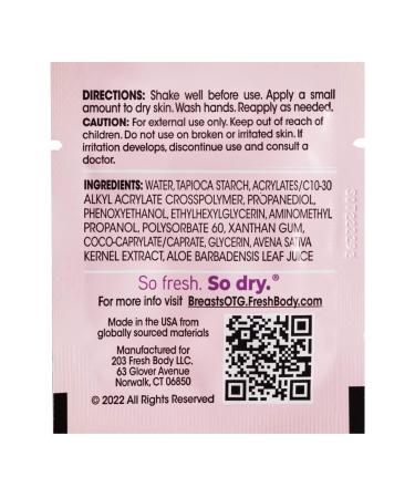 Fresh Body FB Breasts On-The-Go Anti Chafing Deodorant Lotion to Powder - Unscented 0.07 oz Travel Size (30 Pack) Soothing Lotion for Women - No Talc Aluminum or Fragrance 0.07 Ounce (Pack of 30) - Buy Online on GoSupps.com