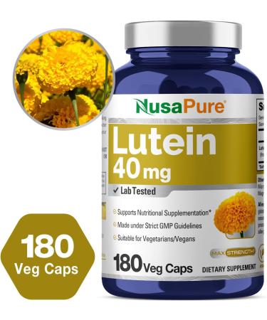 NusasPure Lutein - Suitable for Vegetarian/Vegan Non - GMO - 40 mg - 180 Capsules - Buy Online on GoSupps.com