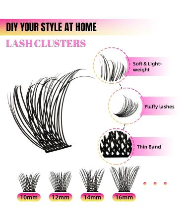 Lash Clusters - 72 Pcs D Curl Eyelash Extensions | Wispy Individual Clusters 10-16mm for DIY Makeup | Thin Band by Sweetheart - Buy Online on GoSupps.com