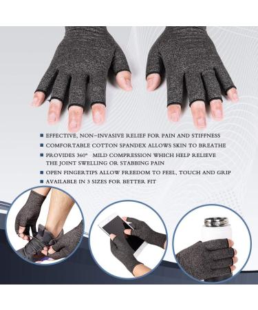 Arthritis Compression Gloves for Men & Women - Fingerless Breathable Moisture-Wicking Relief for Carpal Tunnel & Joint Pain - Medium Size Grey One Pair - Buy Online on GoSupps.com