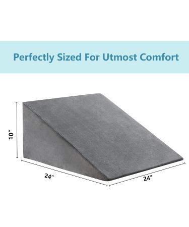 UBBCARE Cooling Memory Foam Bed Wedge Pillow - Sleep Aid for Acid Reflux, Snoring, Pain Relief - 24x24x10 Inch Grey - Buy Online on GoSupps.com