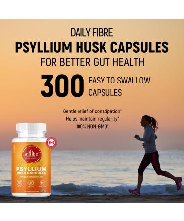 mifibe Psyllium Husk Fibre Capsules | 300 Pills | 2625mg Per Serving | Natural Laxative for Constipation Relief | Soluble Fibre - Buy Online on GoSupps.com