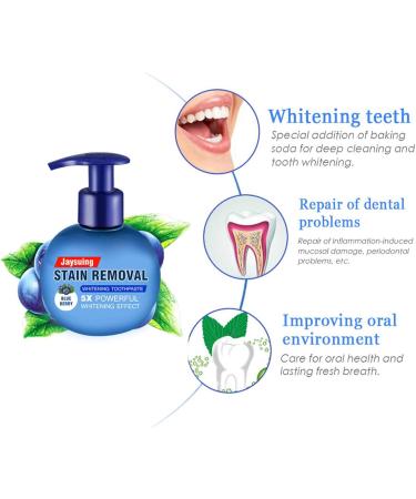 Natural Whitening Toothpaste - Fluoride-Free Bleaching & Tooth Cleaning - Blueberry Flavor for Healthy White Teeth - Buy Online on GoSupps.com