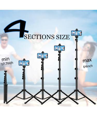 Selfie Stick Tripod 64 Inch | Extendable Stand with Wireless Remote | Compatible with iPhone 13, Android, Cameras - Buy Online on GoSupps.com