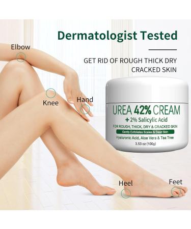 42% Urea Foot Cream - Plus Extra 2% Foot Cream for Cracked Heels and Dry Skin - Deep Moisturizing Aloe Vera Tea Tree Ingredient Treatment Maximum Strength for Callused Rough Skin - Buy Online on GoSupps.com