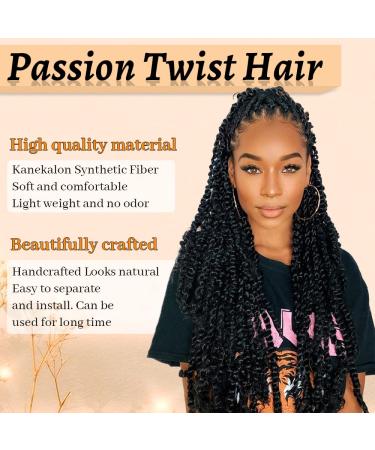 22 Inch Water Wave Passion Twist Hair Crochet Braiding Extensions - 6 Packs Long Bohemian Synthetic Hair - 1B Color - Buy Online on GoSupps.com