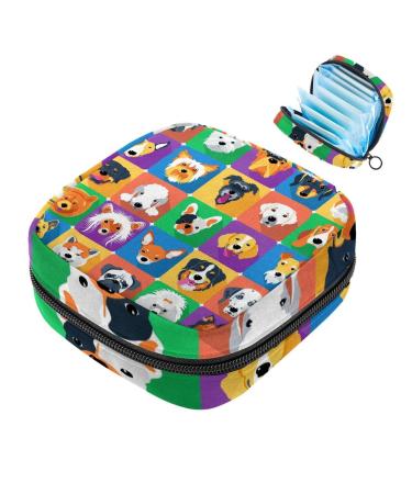 Women's napkin storage pocket cute animals dogs puppies head patterns menstrual cup portable women's bandages storage bags female menstruation first period bag