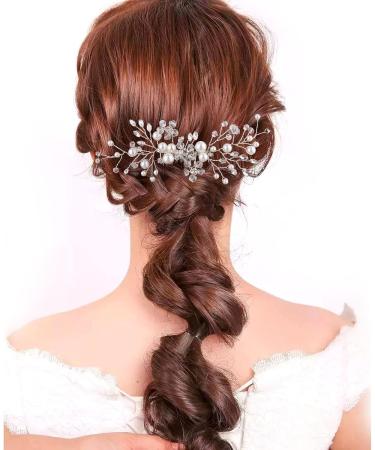 Howaf 3 Hair Combs for Wedding | Crystal & Pearl Bridal Jewelry | Elegant Headdress for Brides - Buy Online on GoSupps.com