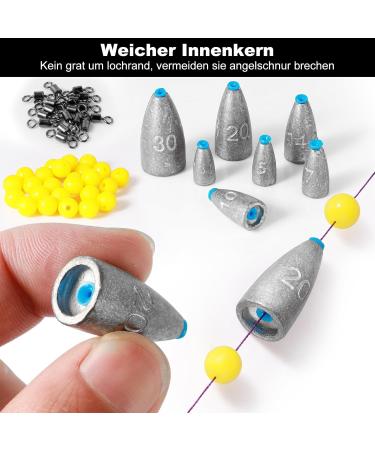 Vepepe 50-Piece Texas & Carolina Rig Set - 7 Sizes 0.12 to 1.06 OZ Fishing Weights Dropshot Lead 100 Grain Fish Beads & 20 Swivels - International Shipping Available - Buy Online on GoSupps.com