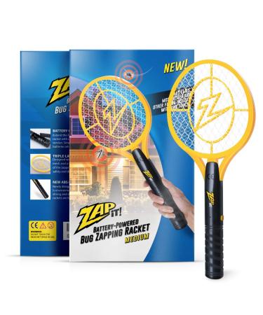 ZAP IT! Bug Zapper Battery Powered (2xAA Included) Bug Zapper Racket, 3,500 Volt Large Yellow