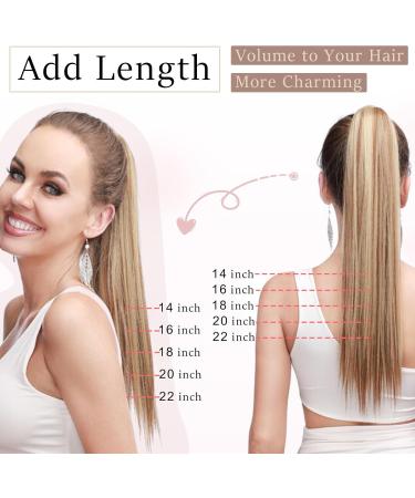 SEGOHAIR Claw Clip Ponytail Hair Extensions Human Hair 14 Inch Ponytail Extension Natural Real Hair Straight Remy Hair Extensions-Medium Golden Brown with Bleach Blonde(115g) 14INCH 12P613Medium Golden Brown with Bleach Blonde - Buy Online on GoSupps.com