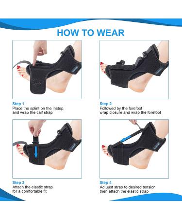 Plantar Fasciitis Night Splint - Adjustable Support Brace for Effective Treatment - Black - Buy Online on GoSupps.com