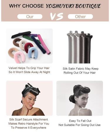 Little Velvet Overnight Blowout - 3 Rods Heatless Hair Curler for Satin Curls | No Heat Hair Rollers for Short and Long Hair Styling - Buy Online on GoSupps.com