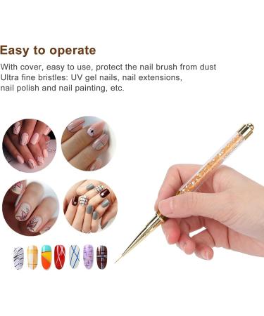 Manicure Liner Pen Nail Rhinestone Picker Dotting Pen Nail Art DIY Decoration Tool for Household Nail Shop (Orange stripes (middle pull cord)) - Buy Online on GoSupps.com