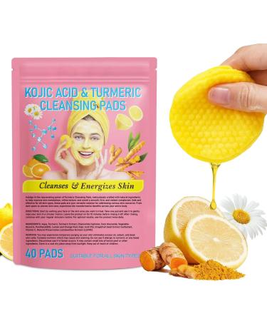 Turmeric Face Scrub Cleansing Pads Deep Clean Skin Exfoliating Tone Balance Skin Oil and Water Turmeric Glow Wash Cleansing Pads. (40 Pcs) Pink