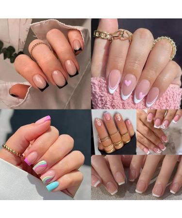 Square False Nails Short 24PCS with Glue - Wavy Fake Nails for Women - Buy Online on GoSupps.com