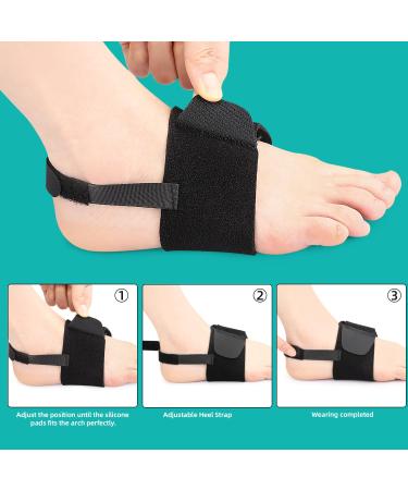 Arch Support Braces for Plantar Fasciitis Relief | Adjustable Compression Bands & Gel Pads for High Arches & Flat Feet - Unisex (Black Pair - Buy Online on GoSupps.com