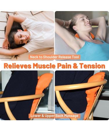 Neulleben Therapy Trigger Point Massage Device - Original Back Extension & Neck Cushion for Upper Back & Shoulder Relaxation - Effective Trapezius & Neck Massage - Orange - Buy Online on GoSupps.com