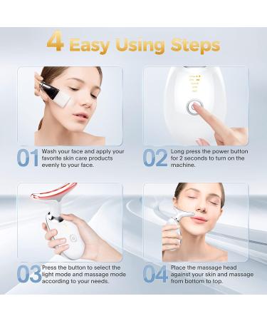7 Color LED Red Light Therapy Face & Neck Rejuvenation Device for Skin Tightening - Glossy White - Buy Online on GoSupps.com