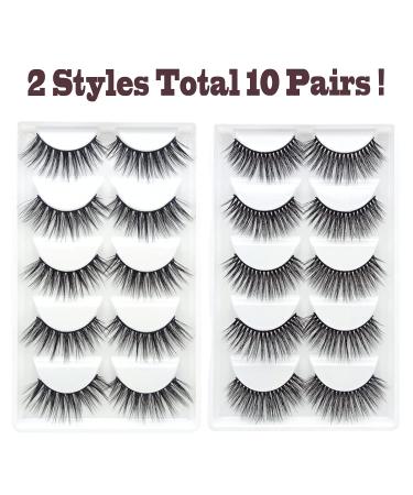 Shop 10 Pairs of 3D Natural Black Handmade False Eyelashes - Thick Reusable Invisible Band - Buy Online on GoSupps.com