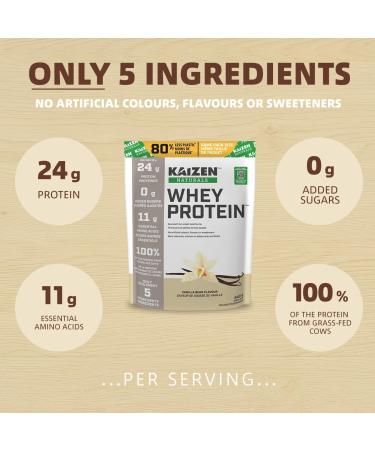 Kaizen Naturals Whey Protein Vanilla Bean 840g Pouch Vanilla 26 Servings (Pack of 1) - Buy Online on GoSupps.com