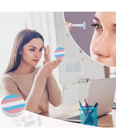 Transgender Flag Contact Lens Case - Portable Round Travel Kit with Mirror for Daily Use - Buy Online on GoSupps.com