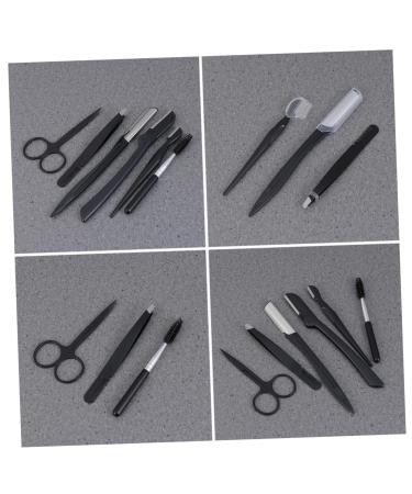 Beavorty Set Eyebrow Trimming Set Tool Eyebrow Comb Cosmetic Eyebrow Scissors Groom 19X9cm Black