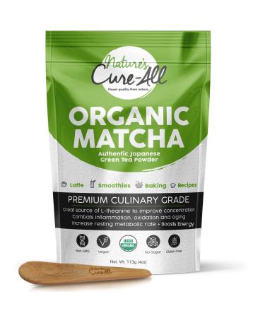 Organic Matcha Green Tea Powder | Baking, Lattes, Smoothies | First Harvest Japanese Culinary Grade Matcha | USDA Certified 4 Ounce (Pack of 1) - by Natures Cure-All