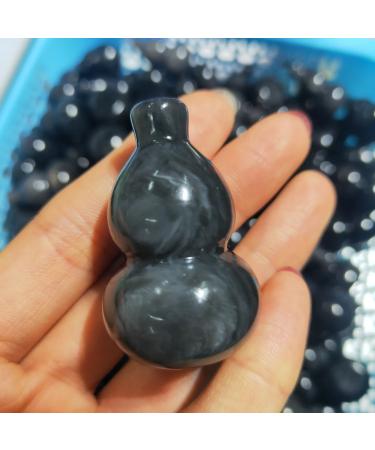 Natural Silver Obsidian Gourd fengshui Reiki Crystals Stones Home Decor Art Collection Gift - (Size: 4-4.5cm)
