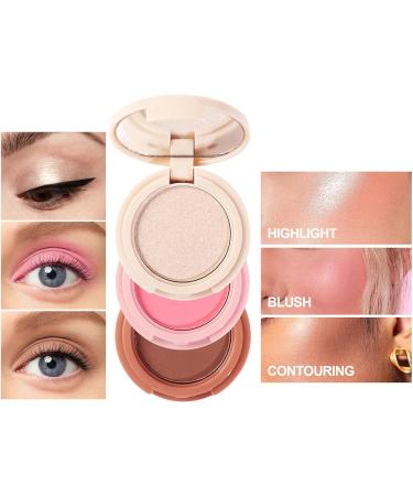 RoseFlower 3-in-1 Highlighting Blush & Contour Makeup Palette - Portable Concealer Set for All Skin Types - Perfect Makeup Gift for Girls and Women - Buy Online on GoSupps.com