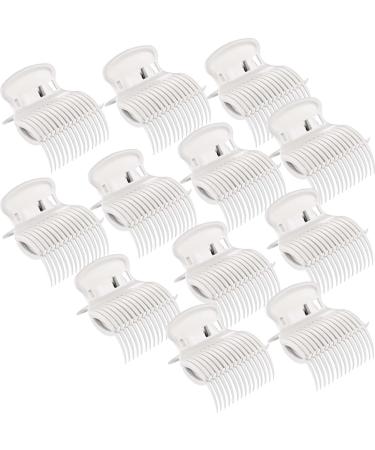 12 Pieces Hot Roller Clips Hair Curler Claw Clips Replacement Roller Clips for Small, Medium, Large and Jumbo Hair Rollers holding Women Girls Hair Section Styling White