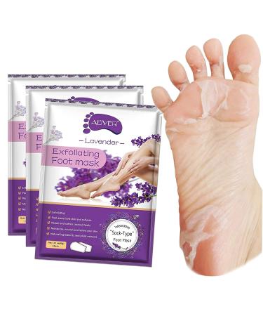 ALIVER Exfoliating Foot Peel Mask Dead Skin Callus Remover - Lavender - Pack of 3
