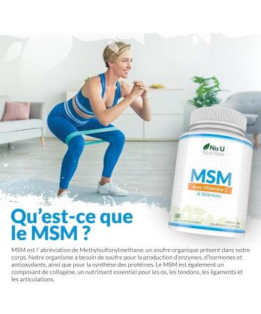MSM avec Vitamine C et S l nium - 180 G lules Vegan - M thylsulfonilm thane Haute Puissance - Fabriqu en Europe - Nu U Nutrition - Buy Online on GoSupps.com