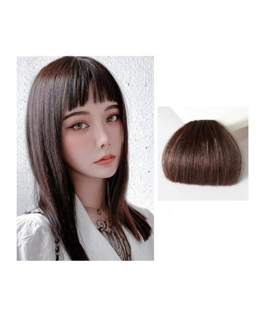 Bangs Hair Clip Natural Synthetic Hair Flat Bangs/Fringe Mini Fake Hair Bangs Fashion One Pieces Clip-in Air Bangs Hair Extension For Women Bangs Clip in Hair (Color : Deep brown)