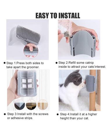 Cat Self Groomer with Catnip Pouch 4 Pack - Grooming Brush & Massage Comb for Cats - Kitten & Puppy Tool - Buy Online on GoSupps.com