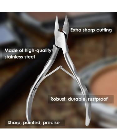 Auxmir Stainless Steel Toenail Clippers - Sharp Curved Nippers for Thick or Ingrown Nails - Safety Cover Included - Buy Online on GoSupps.com