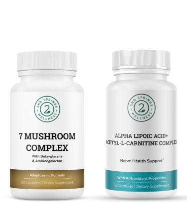 2nd Springs ALA & ALC Complex + 7 Mushroom Complex Bundle | Energy Focus Cognitive Support Immunity Metabolism & Daily Vitality
