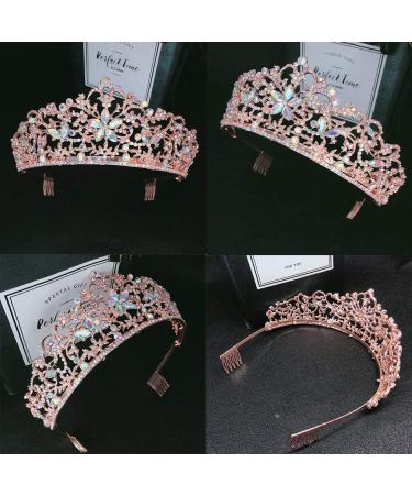 Rose Gold Crystal Rhinestone Bridal Tiara - Elegant Wedding Crown for Women - Buy Online on GoSupps.com