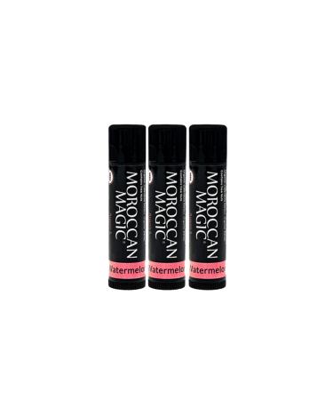 Moroccan Magic Organic Watermelon Lip Balm 3 Pack | Made with Natural Cold Pressed Argan and Essential Oils Lip Balm | Smooth Application | Non-Toxic Cruelty Free
