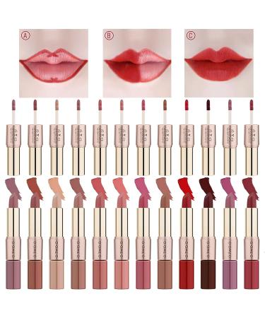 KUAILEGO Rose Gold 2-In-1 Matte Lipstick & Liquid Lipstick - Nude, Long-Lasting Waterproof Velvet Lip Gloss (01) - Buy Online on GoSupps.com