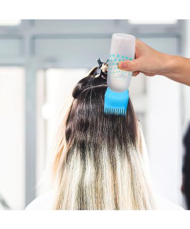 Lurrose Root Comb Applicator Bottle Set - 3pcs 6oz Squeeze Bottles for Salon Hair Coloring - Blue - Buy Online on GoSupps.com