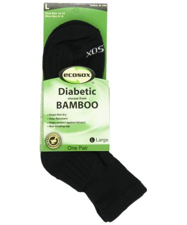 Diabetic Socks - 3 pair - Viscose From Bamboo - Quarter W/arch Support - Size 10-13