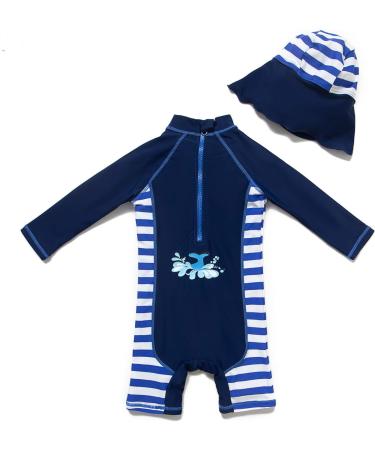 BONVERANO Baby Boy Long-Sleeved UV 50+ Swimsuit, Blue, 3 Months - Buy Online on GoSupps.com