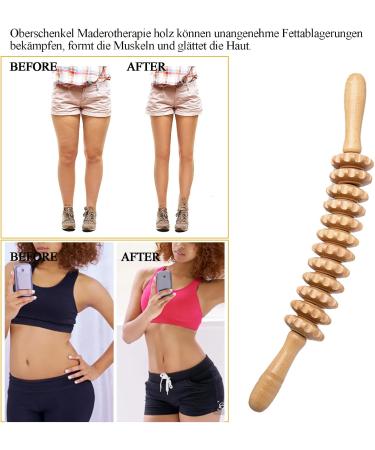 Wooden Fascia Roll & Massage Roller with Handle | Anti-Cellulite Device for Muscle Relaxation & Gua Sha | Beech Wood Body Shaping Tool - Buy Online on GoSupps.com