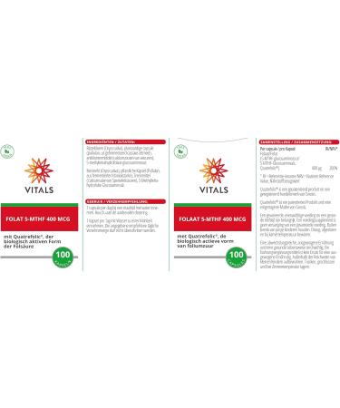 Vitals Folate 5-MTHF 400mcg - Vegan Folic Acid with Quatrefolic for Pregnancy - 100 Capsules - Buy Online on GoSupps.com