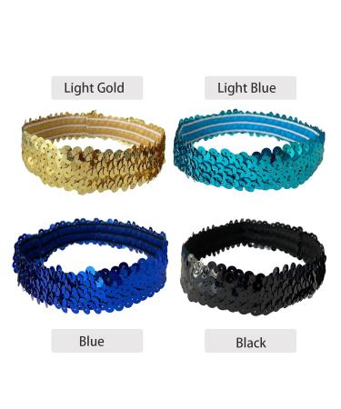 12 Pack Sequin Headbands for Teens Girls Women - Sparkly Elastic Hairband Set - Ideal for Sport, Parties - Multicolored - Buy Online on GoSupps.com