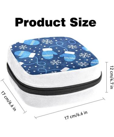 Blue Mittens and Snowflakes Sanitary Napkin Storage Bag - Period Tampon Makeup Pad Pouch 1956 - Buy Online on GoSupps.com