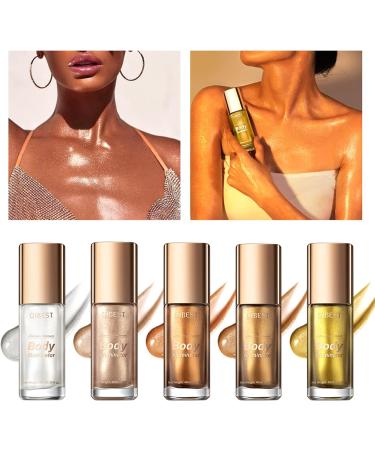 Silver Body Luminizer Shimmer Oil Liquid Highlighter - All In One Makeup for Face & Body Glow - Waterproof & Moisturizing - 1 count - Buy Online on GoSupps.com