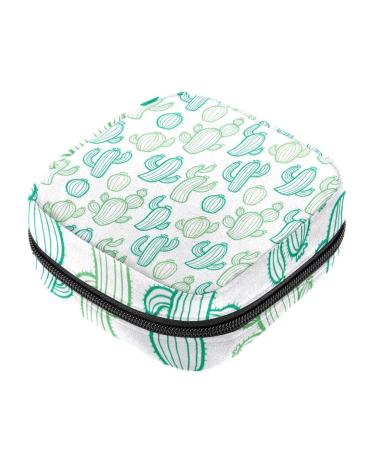 Funny Cactus Prickly Pear Sanitary Napkin Storage Bag Menstrual Pad Bag Portable Menstrual Cup Pouch with Zipper for Teen Girls Women Ladies Color 4